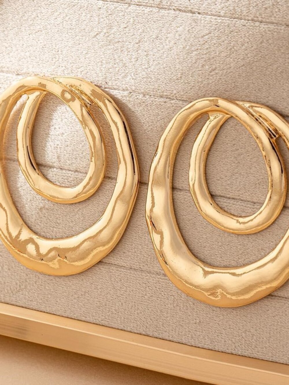 Chunky Gold Large Statement Earrings for Women Vintage Simple Big Circle Drop Ha - Picture 6 of 8
